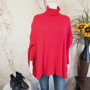 Alfani Red Poncho Mock Neck Sweater Christmas Party